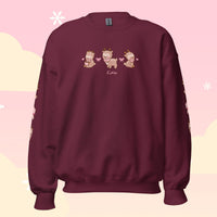 Cinnamon the Chubby Reindeer Cute Christmas Sweater | Festive Holiday Season Kawaii Sweatshirt | Cozy Warm Winter Sweater - Maroon / S