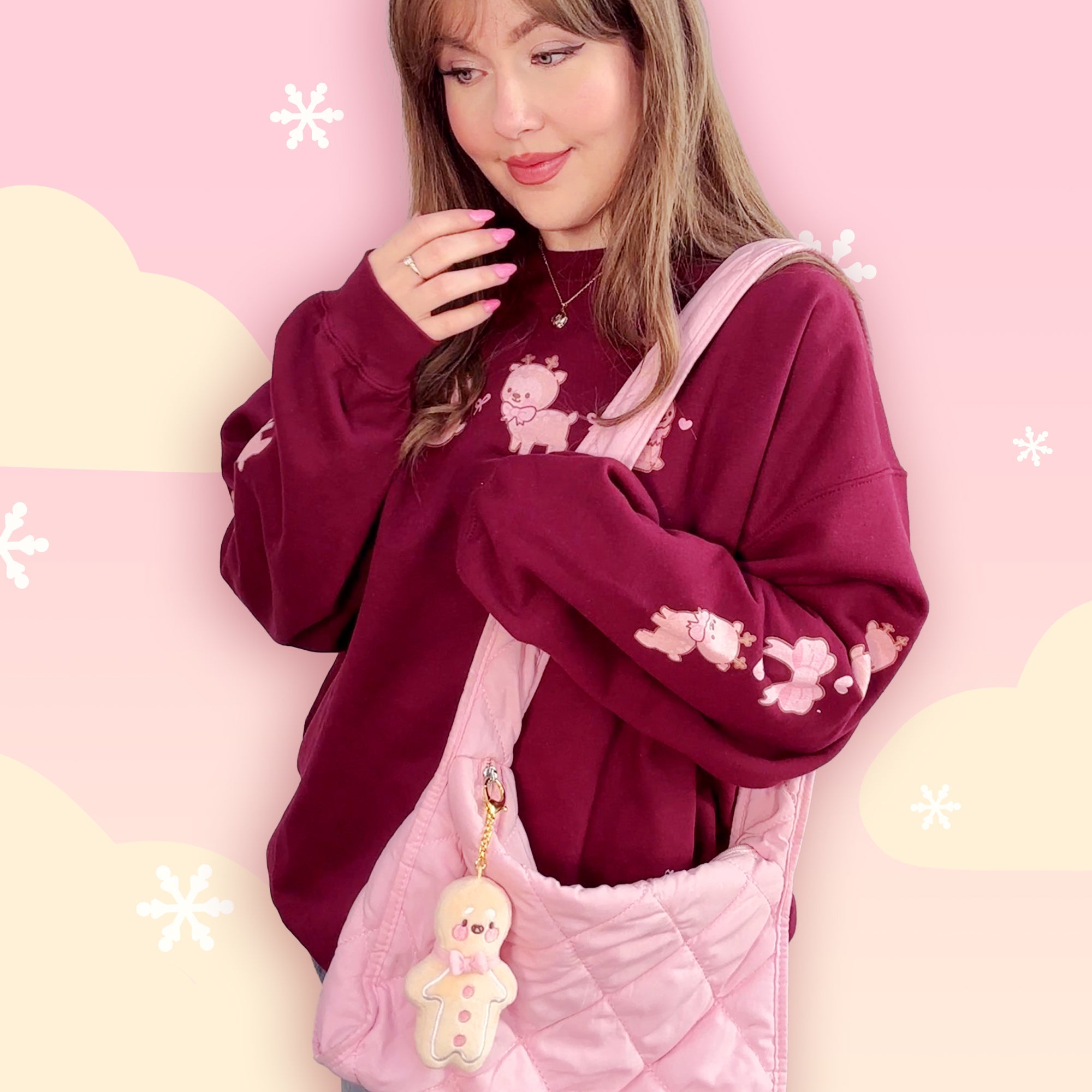 Cinnamon the Chubby Reindeer Cute Christmas Sweater | Festive Holiday Season Kawaii Sweatshirt | Cozy Warm Winter Sweater Katnipp character product