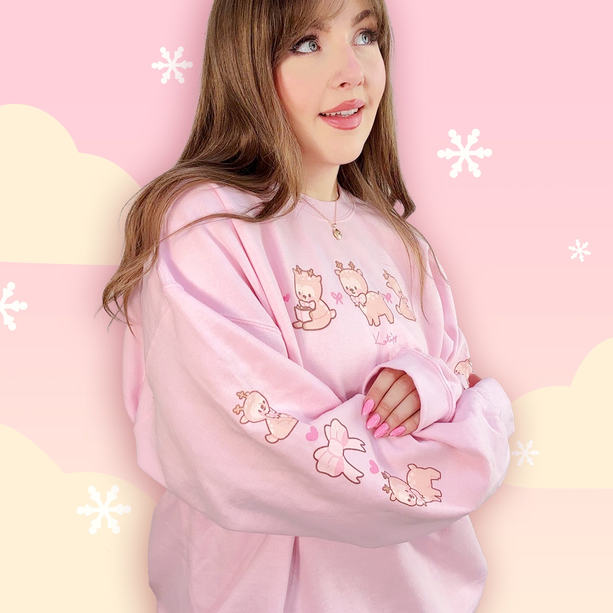 Cinnamon the Chubby Reindeer Cute Christmas Sweater | Festive Holiday Season Kawaii Sweatshirt | Cozy Warm Winter Sweater Katnipp character product