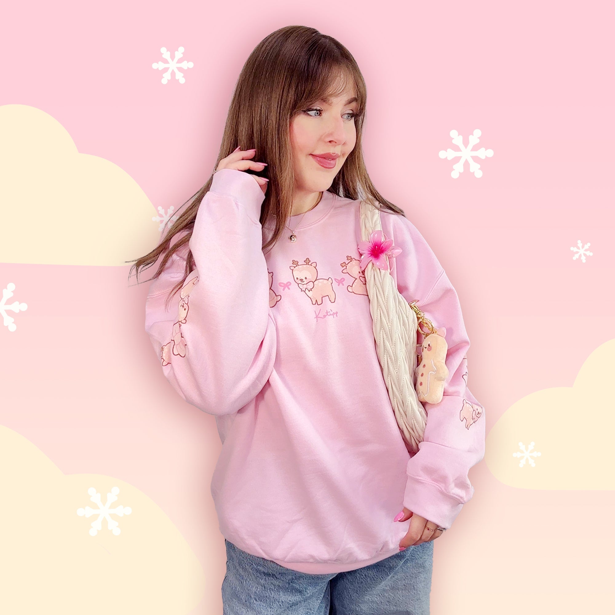 Cinnamon the Chubby Reindeer Cute Christmas Sweater | Festive Holiday Season Kawaii Sweatshirt | Cozy Warm Winter Sweater Katnipp character product