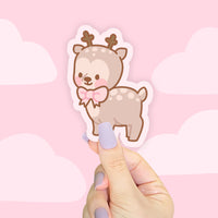 Cinnamon the Deer Kawaii Vinyl Die Cut Sticker | Cute Pink Coquette Character Sticker