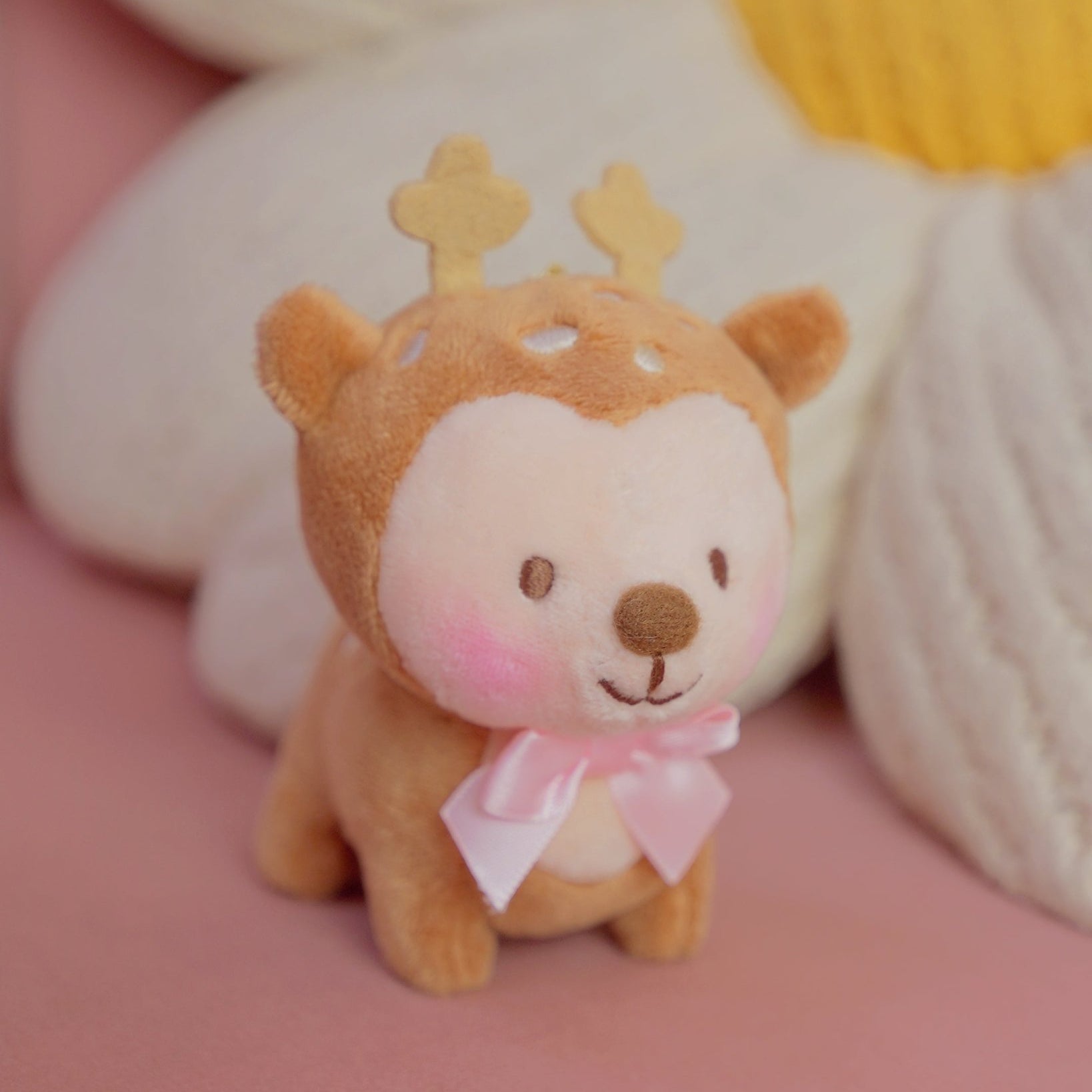 Cinnamon the Deer Plush Keychain | Pink Coquette Kawaii Cottagecore Bag Charm Katnipp character product