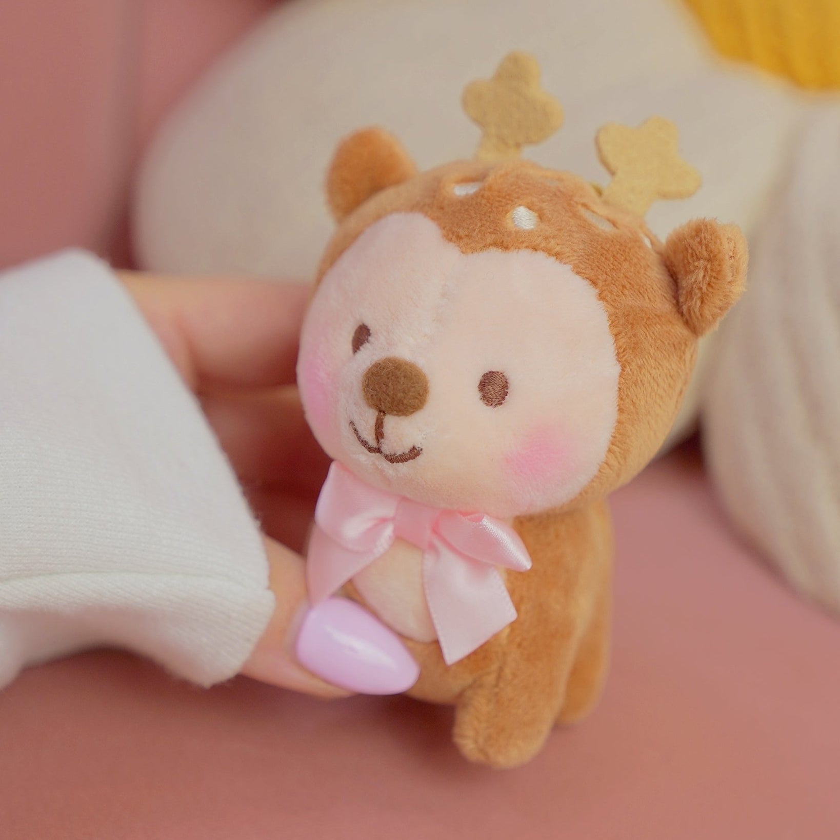 Cinnamon the Deer Plush Keychain | Pink Coquette Kawaii Cottagecore Bag Charm Katnipp character product