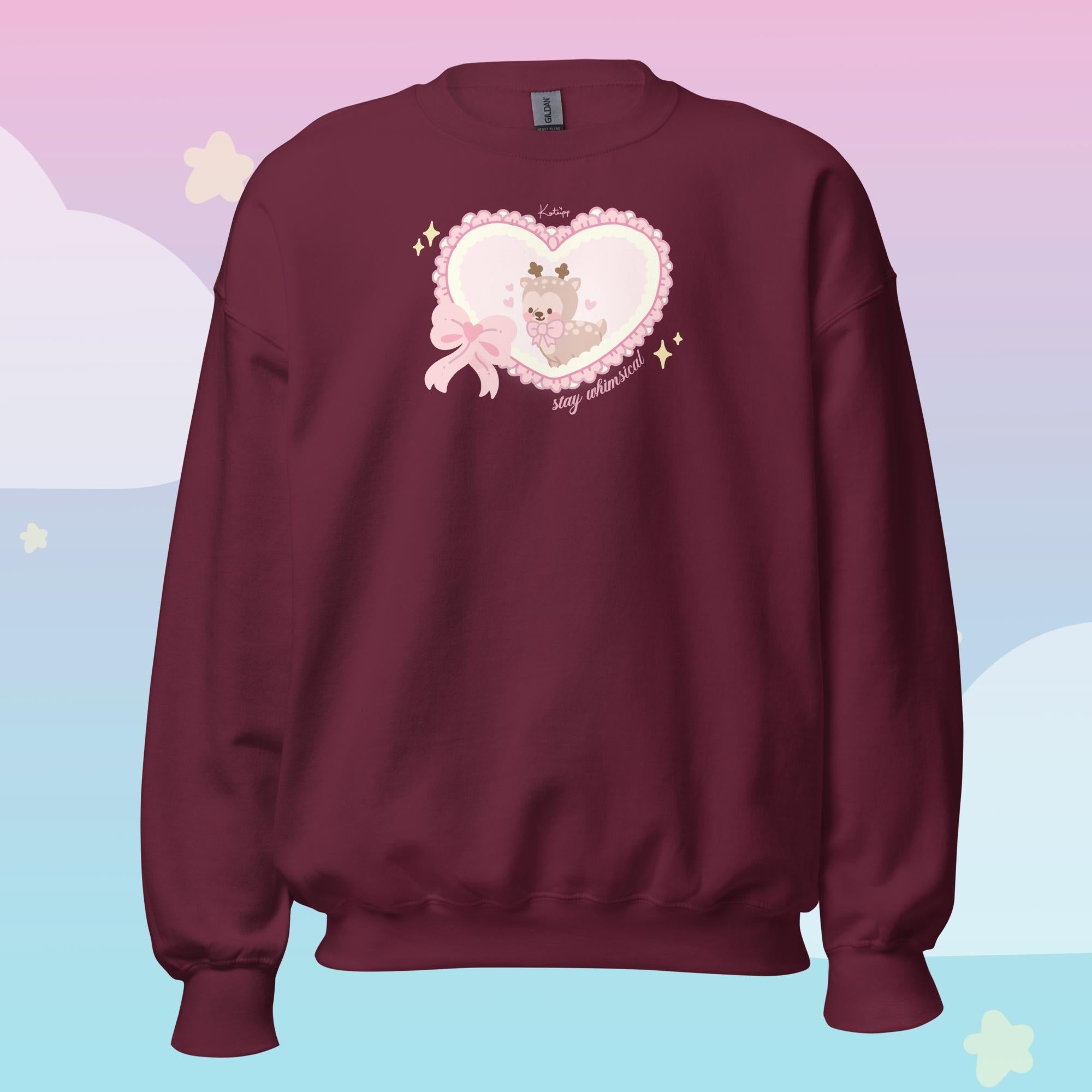 Cinnamon the Deer Stay Whimsical Sweatshirt | Kawaii Coquette Cottagecore Cute Character Jumper Katnipp character product
