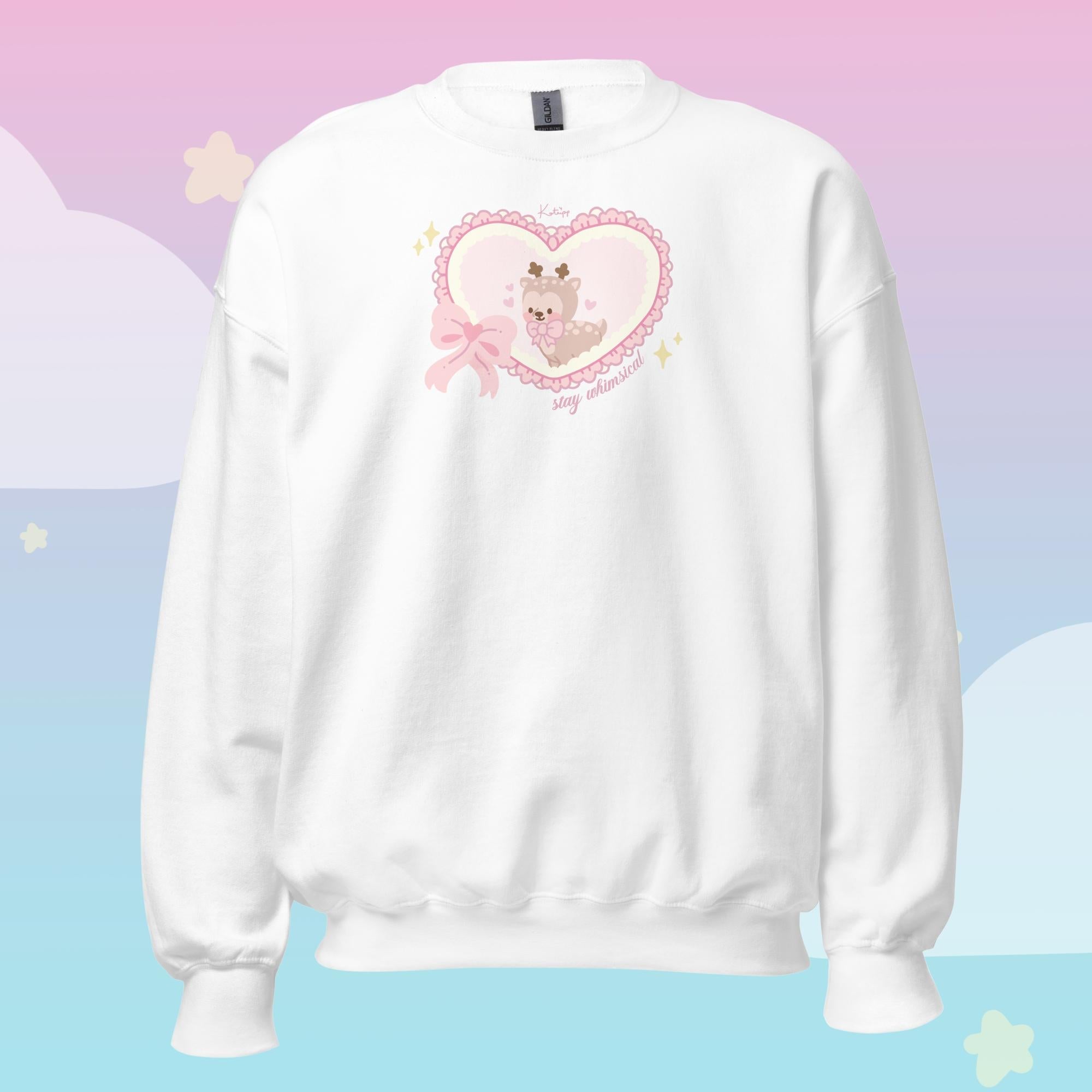 Cinnamon the Deer Stay Whimsical Sweatshirt | Kawaii Coquette Cottagecore Cute Character Jumper Katnipp character product
