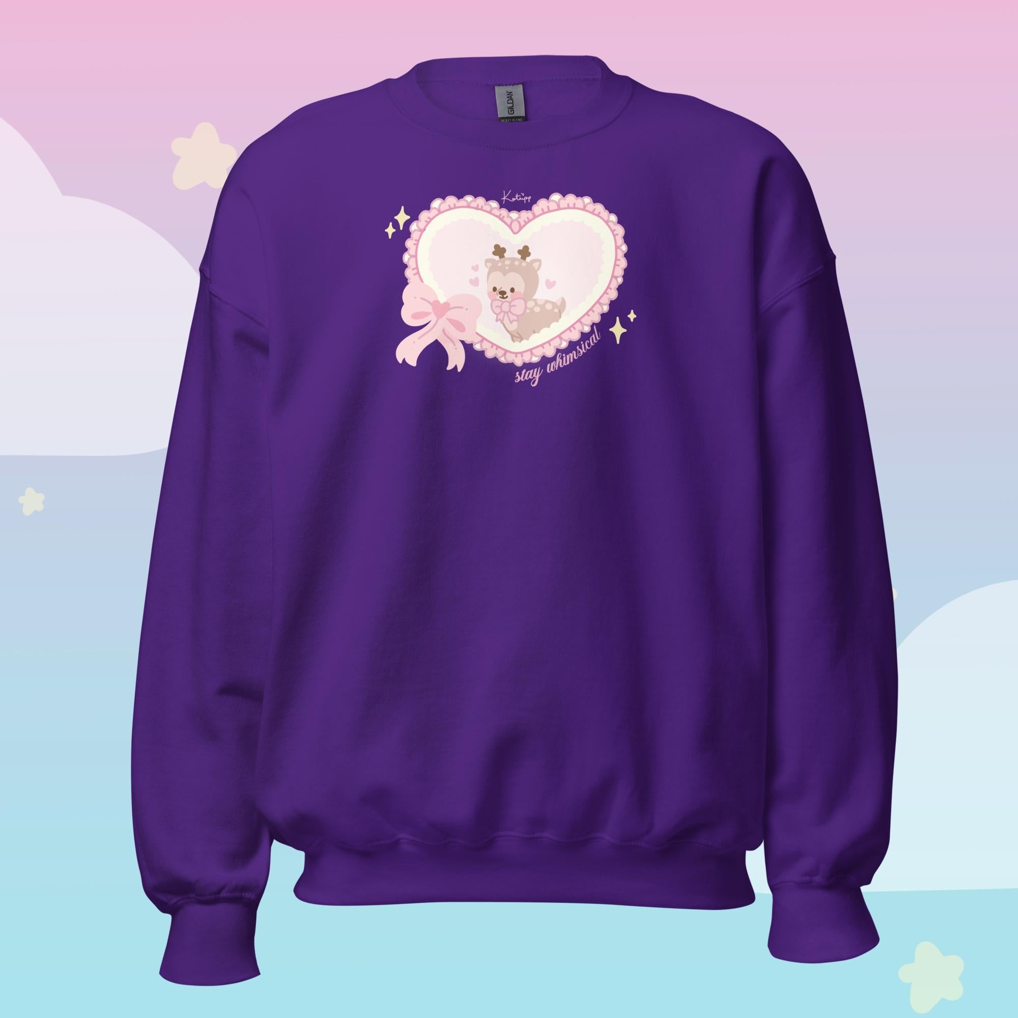 Cinnamon the Deer Stay Whimsical Sweatshirt | Kawaii Coquette Cottagecore Cute Character Jumper Katnipp character product