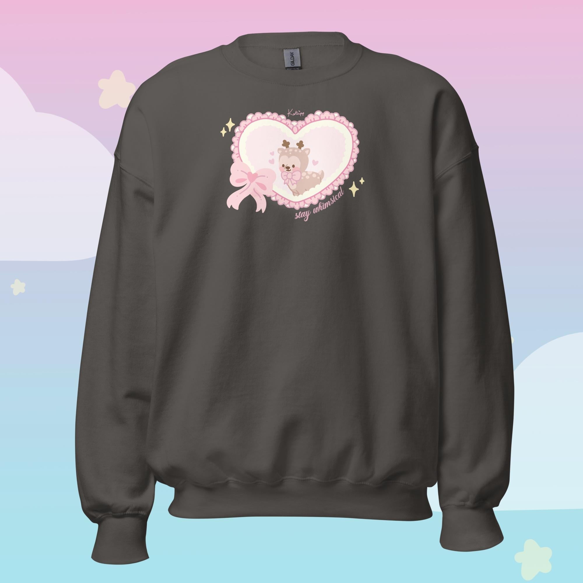 Cinnamon the Deer Stay Whimsical Sweatshirt | Kawaii Coquette Cottagecore Cute Character Jumper Katnipp character product