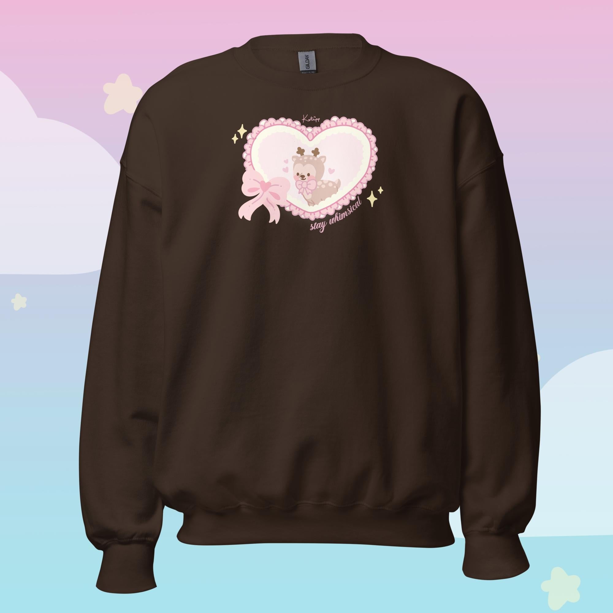 Cinnamon the Deer Stay Whimsical Sweatshirt | Kawaii Coquette Cottagecore Cute Character Jumper Katnipp character product