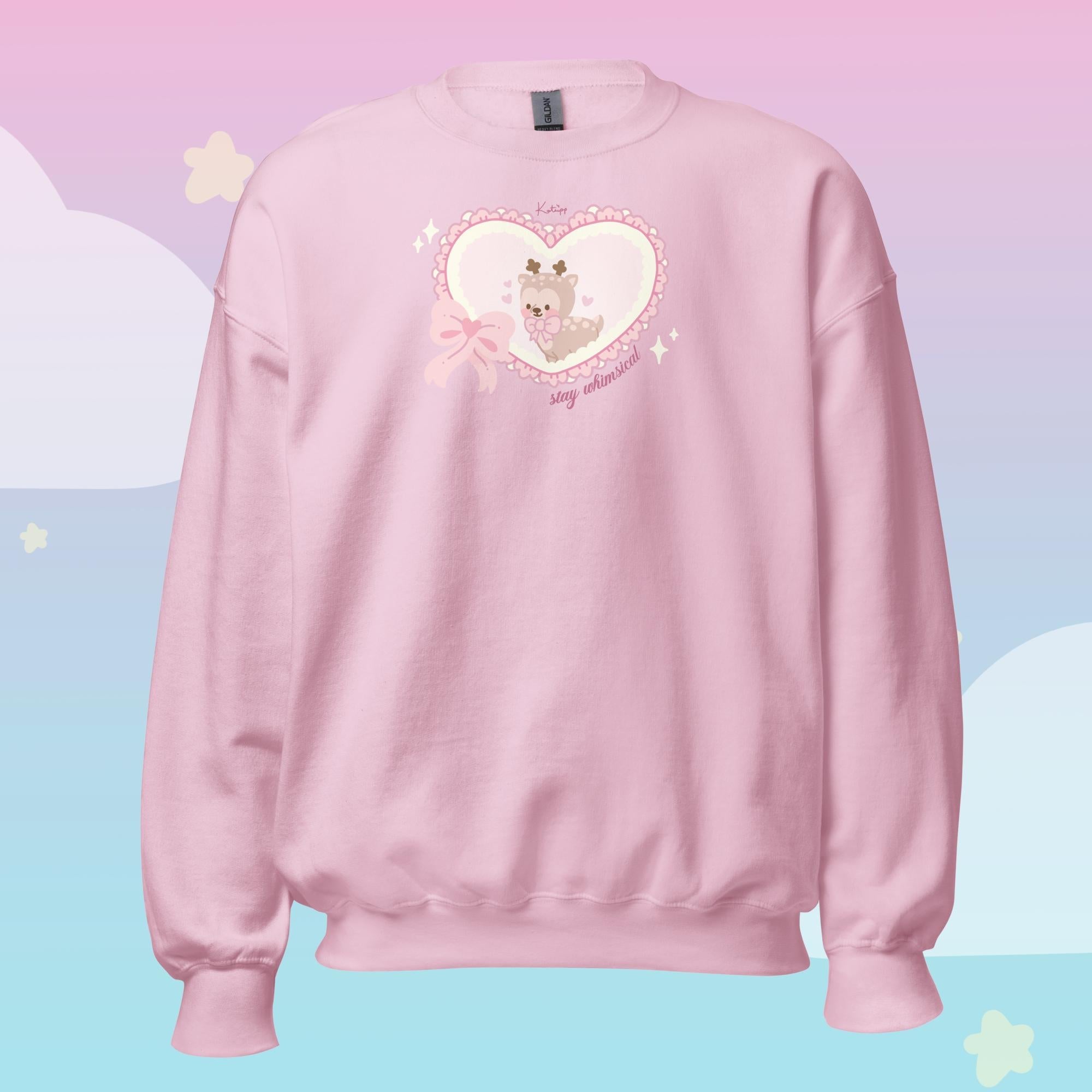 Cinnamon the Deer Stay Whimsical Sweatshirt | Kawaii Coquette Cottagecore Cute Character Jumper Katnipp character product
