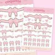 Coquette Bow Stickers | Pink Bow Planner Sticker Sheet | CC005 Katnipp character product
