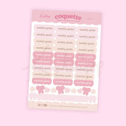 Coquette Goal Planner Stickers | Weekly & Monthly Goal Stickers | CC012 Katnipp character product