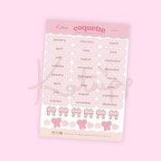 Coquette Monthly Planner Stickers | Pink Kawaii Month Header Stickers | CC009 Katnipp character product