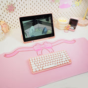 Coquette Pink Bow Desk Mat | Kawaii Pastel Desk Decor Katnipp character product
