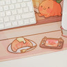 Cosy Autumn Gaming Desk Pad | Kawaii Fall Desk Mat | Pumpkin Café Scene for Cute Workspace Decor - Katnipp Studios