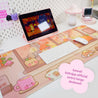 Cosy Autumn Gaming Desk Pad | Kawaii Fall Desk Mat | Pumpkin Café Scene for Cute Workspace Decor - Katnipp Studios