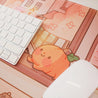 Cosy Autumn Gaming Desk Pad | Kawaii Fall Desk Mat | Pumpkin Café Scene for Cute Workspace Decor - Katnipp Studios