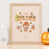 Cosy Nights & Pumpkin Spice Art Print | Kawaii Autumn Art Print | Cute Pumpkin Fall Decor - Katnipp Studios