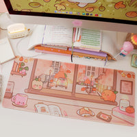 Cosy Pumpkin Cafe Desk Mat | Cottagecore Kawaii Gaming Mouse Pad - 700 x 300