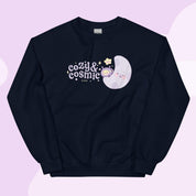 Cozy & Cosmic Crew Neck Sweatshirt | Cosmic Kawaii Design Katnipp character product