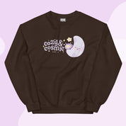 Cozy & Cosmic Crew Neck Sweatshirt | Cosmic Kawaii Design Katnipp character product