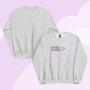 Cozy & Cosmic Crew Neck Sweatshirt with Japanese Sleeve Design | Celestial Kawaii Katnipp character product