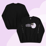 Cozy & Cosmic Crew Neck Sweatshirt with Japanese Sleeve Design | Celestial Kawaii Katnipp character product