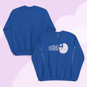 Cozy & Cosmic Crew Neck Sweatshirt with Japanese Sleeve Design | Celestial Kawaii Katnipp character product