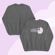 Cozy & Cosmic Crew Neck Sweatshirt with Japanese Sleeve Design | Celestial Kawaii Katnipp character product