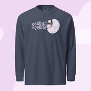 Cozy & Cosmic | Heavyweight Long Sleeve Shirt with Japanese Sleeve Design | Celestial Kawaii Apparel Katnipp character product