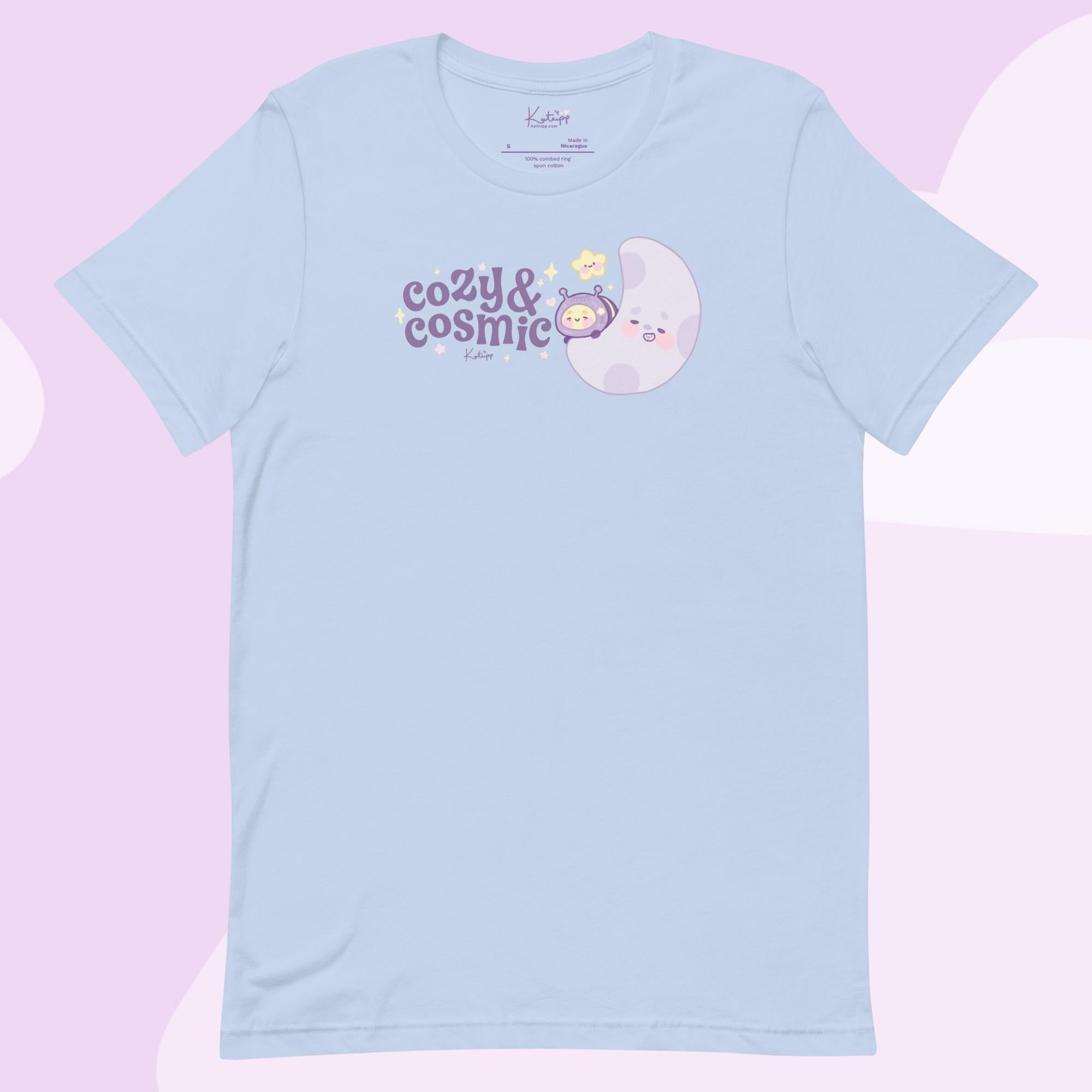 Cozy & Cosmic Lightweight T-Shirt | Celestial Kawaii Design Katnipp character product