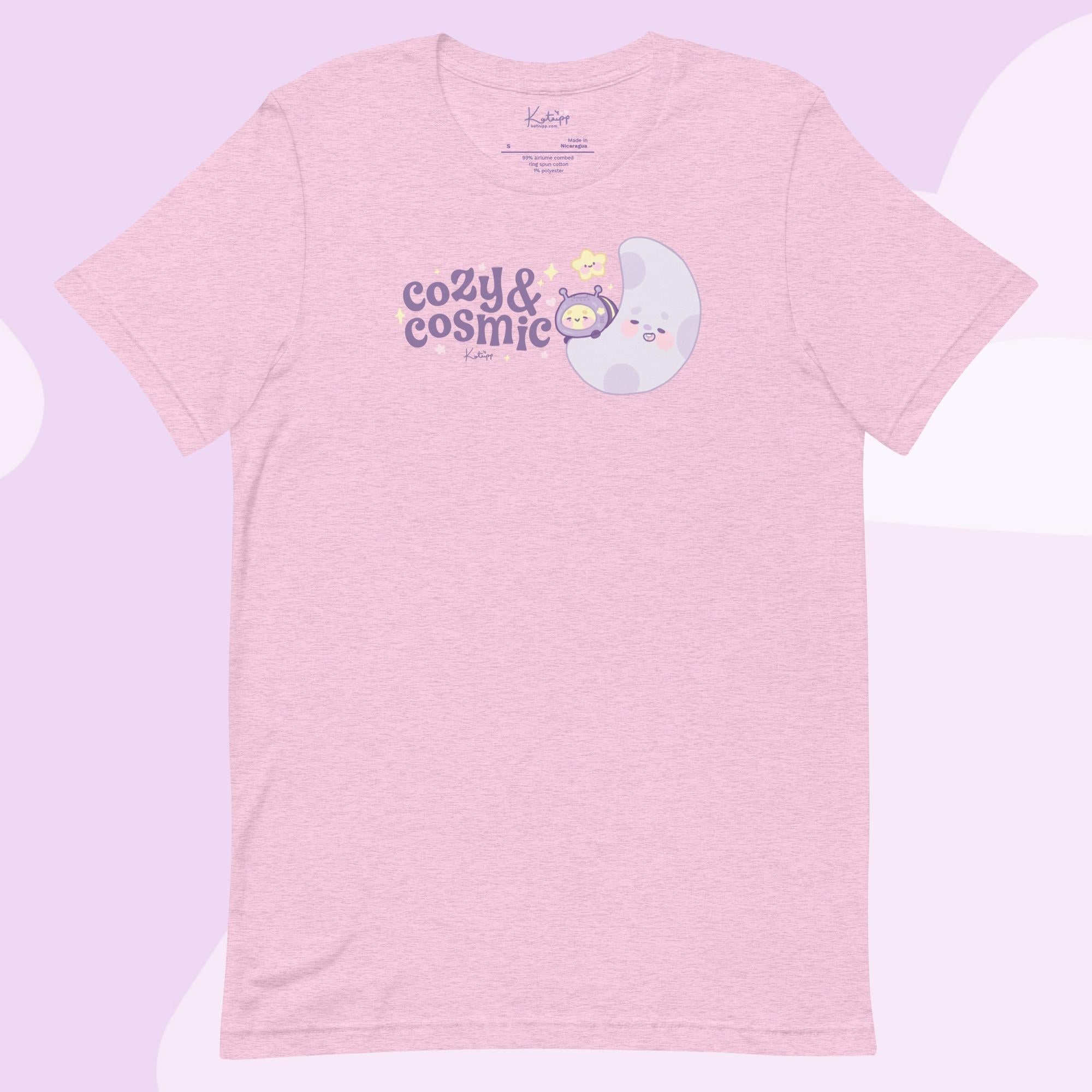 Cozy & Cosmic Lightweight T-Shirt | Celestial Kawaii Design Katnipp character product
