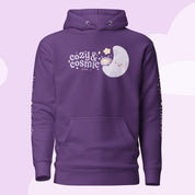 Cozy & Cosmic Premium Hoodie with Japanese Sleeve Design | Celestial Kawaii Katnipp character product