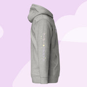Cozy & Cosmic Premium Hoodie with Japanese Sleeve Design | Celestial Kawaii Katnipp character product