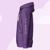 Cozy & Cosmic Premium Hoodie with Japanese Sleeve Design | Celestial Kawaii Katnipp character product