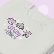 Creepy Chic Gothic Halloween T-Shirt | Kawaii Spooky Aesthetic Tee | Cute Bat & Spider Shirt for Vampies Vault Fans Katnipp character product