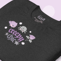 Creepy Chic Gothic Halloween T-Shirt | Kawaii Spooky Aesthetic Tee | Cute Bat &amp; Spider Shirt for Vampies Vault Fans - Dark Grey Heather / XS