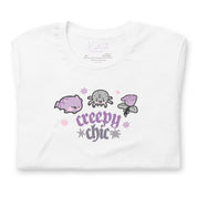 Creepy Chic Gothic Halloween T-Shirt | Kawaii Spooky Aesthetic Tee | Cute Bat & Spider Shirt for Vampies Vault Fans Katnipp character product