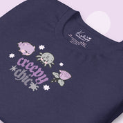 Creepy Chic Gothic Halloween T-Shirt | Kawaii Spooky Aesthetic Tee | Cute Bat & Spider Shirt for Vampies Vault Fans Katnipp character product