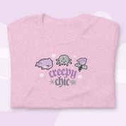 Creepy Chic Gothic Halloween T-Shirt | Kawaii Spooky Aesthetic Tee | Cute Bat & Spider Shirt for Vampies Vault Fans Katnipp character product
