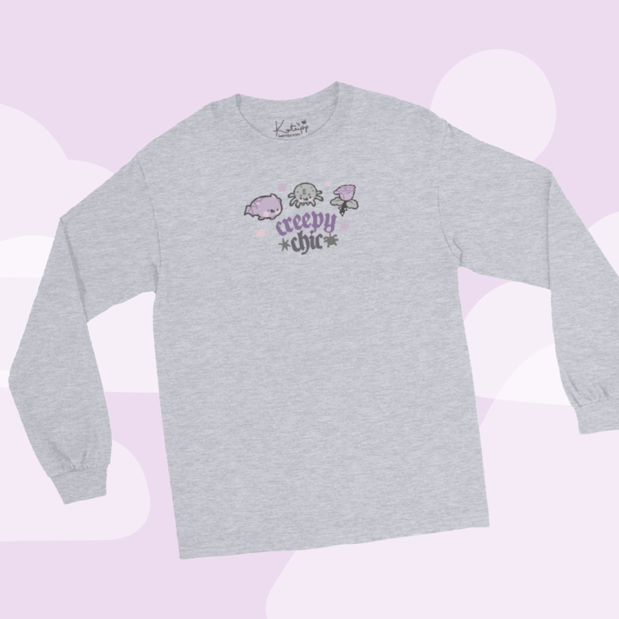 Creepy Chic Kawaii Halloween Long Sleeve T-Shirt | Spooky Cute Gothic Apparel for Fall Katnipp character product