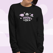 Creepy Chic Kawaii Halloween Long Sleeve T-Shirt | Spooky Cute Gothic Apparel for Fall Katnipp character product