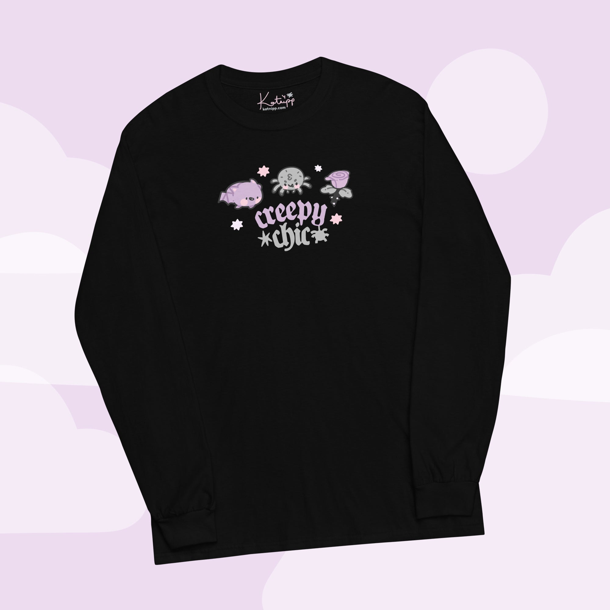 Creepy Chic Kawaii Halloween Long Sleeve T-Shirt | Spooky Cute Gothic Apparel for Fall Katnipp character product