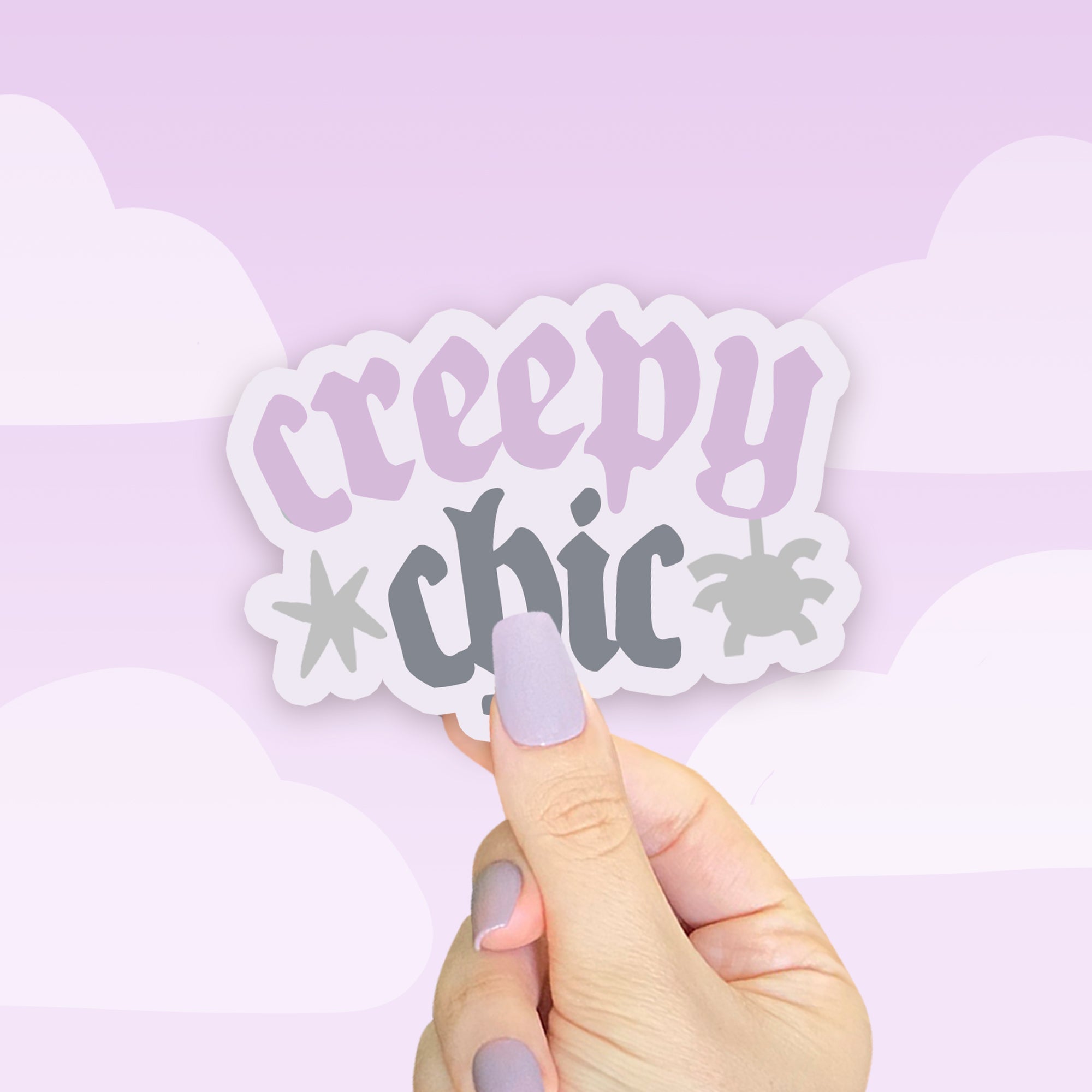 Creepy Chic Vinyl Sticker | Kawaii Gothic Spider Quote Katnipp character product