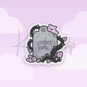 Cursed Cutie Headstone Vinyl Sticker | Bartholomew the Bat Katnipp character product