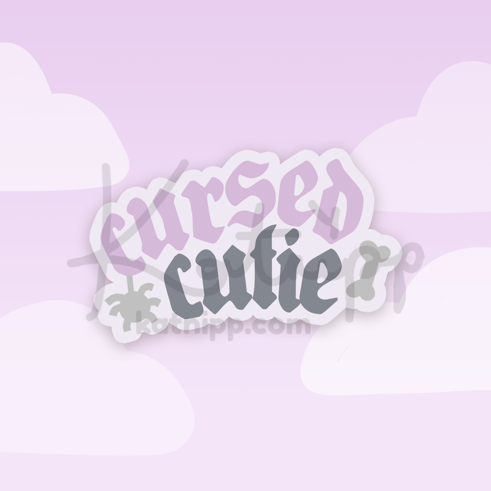 Cursed Cutie Kawaii Gothic Vinyl Sticker | Spooky Cute Quote Katnipp character product