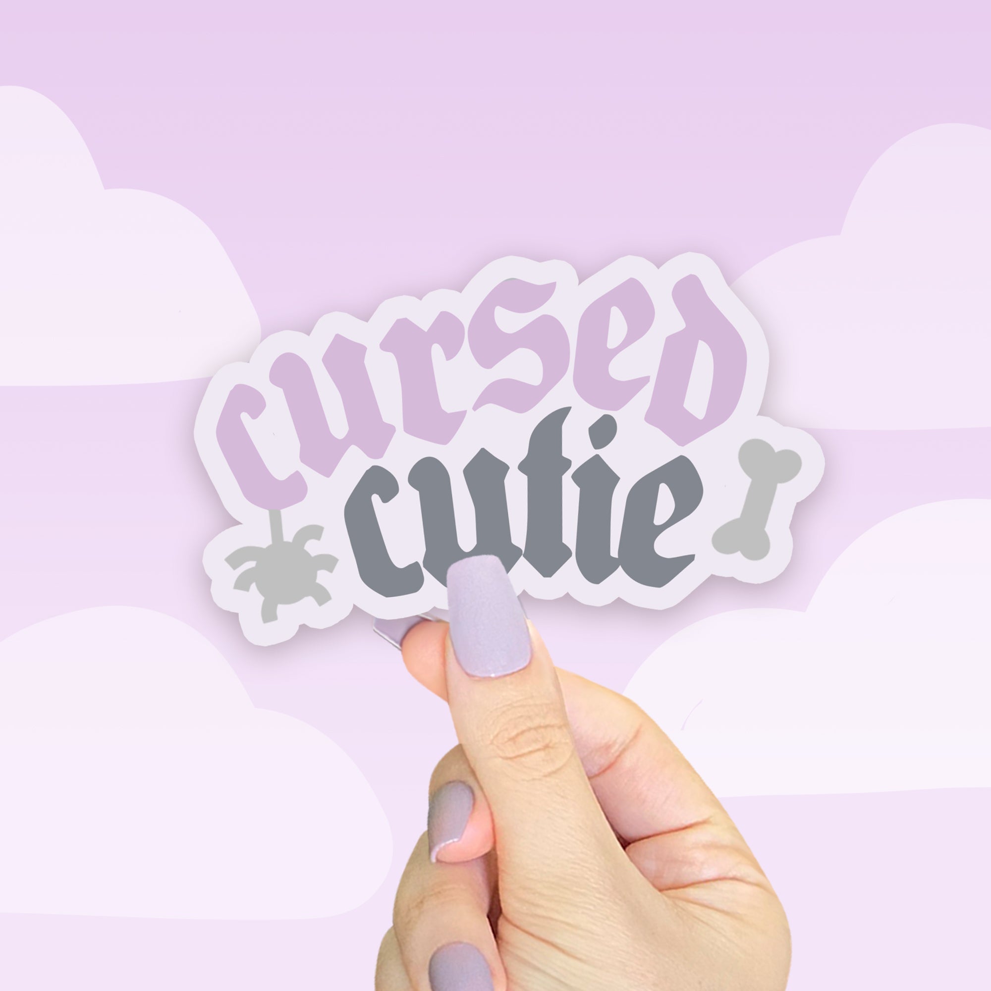 Cursed Cutie Kawaii Gothic Vinyl Sticker | Spooky Cute Quote Katnipp character product
