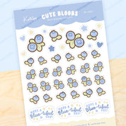 Cute Bloobs Blueberry A6 Planner Sticker Sheet | Cute Kawaii Blueberry Journal Stickers | BH004 Katnipp character product