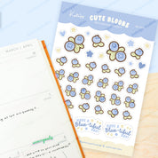 Cute Bloobs Blueberry A6 Planner Sticker Sheet | Cute Kawaii Blueberry Journal Stickers | BH004 Katnipp character product