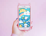 Digital Phone Wallpaper with Marshmallow Clouds | Cute Aesthetic Phone Background for iPhone & Android Katnipp character product