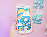 Digital Phone Wallpaper with Marshmallow Clouds | Cute Aesthetic Phone Background for iPhone & Android Katnipp character product